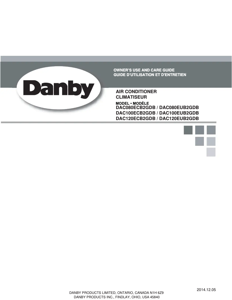 Page 1 de la notice Manuel utilisateur Danby DAC120EUB2GDB