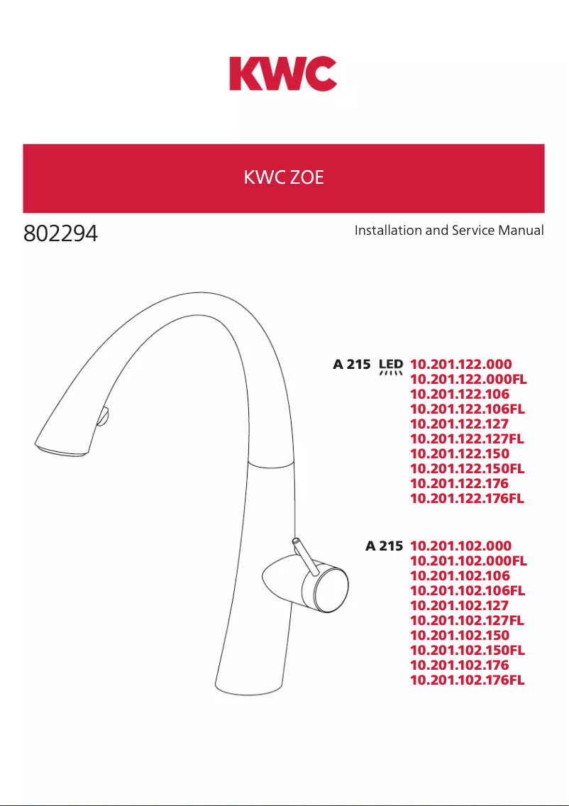 Page 1 de la notice Manuel utilisateur KWC Zoe