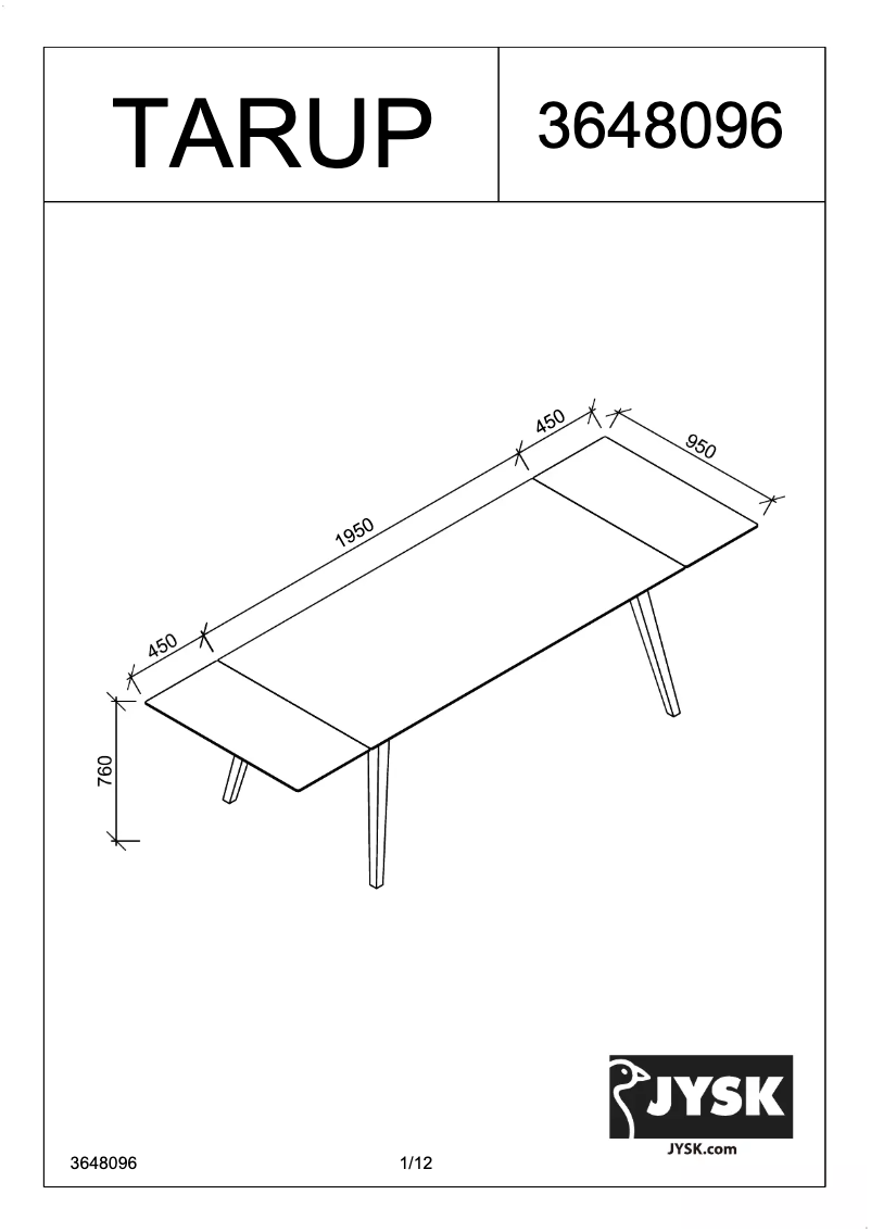 Image de la première page du manuel de l'appareil Tarup (95x285x76)