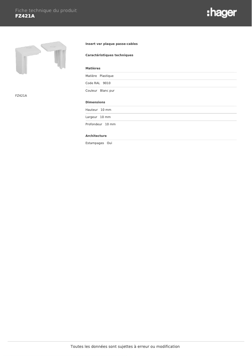 Image de la première page du manuel de l'appareil FZ421A