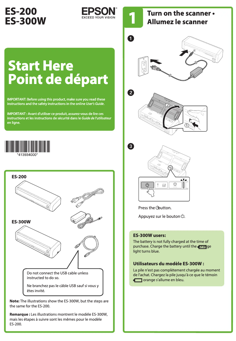 Página 1 del manual Guía de instalación Epson WorkForce ES-200