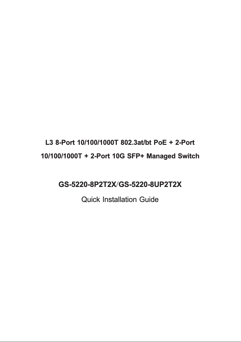 Page 1 de la notice Manuel utilisateur Planet GS-5220-8UP2T2X