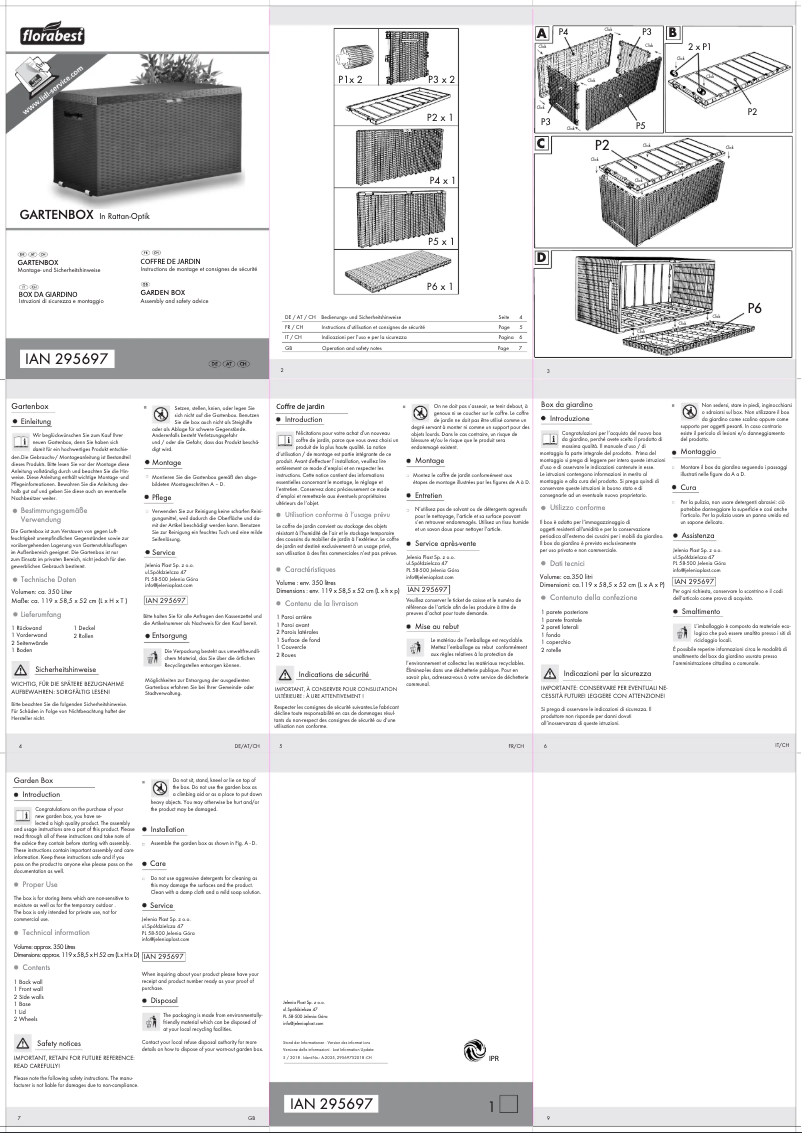 Page n°1 - Manuel utilisateur Florabest IAN 295697