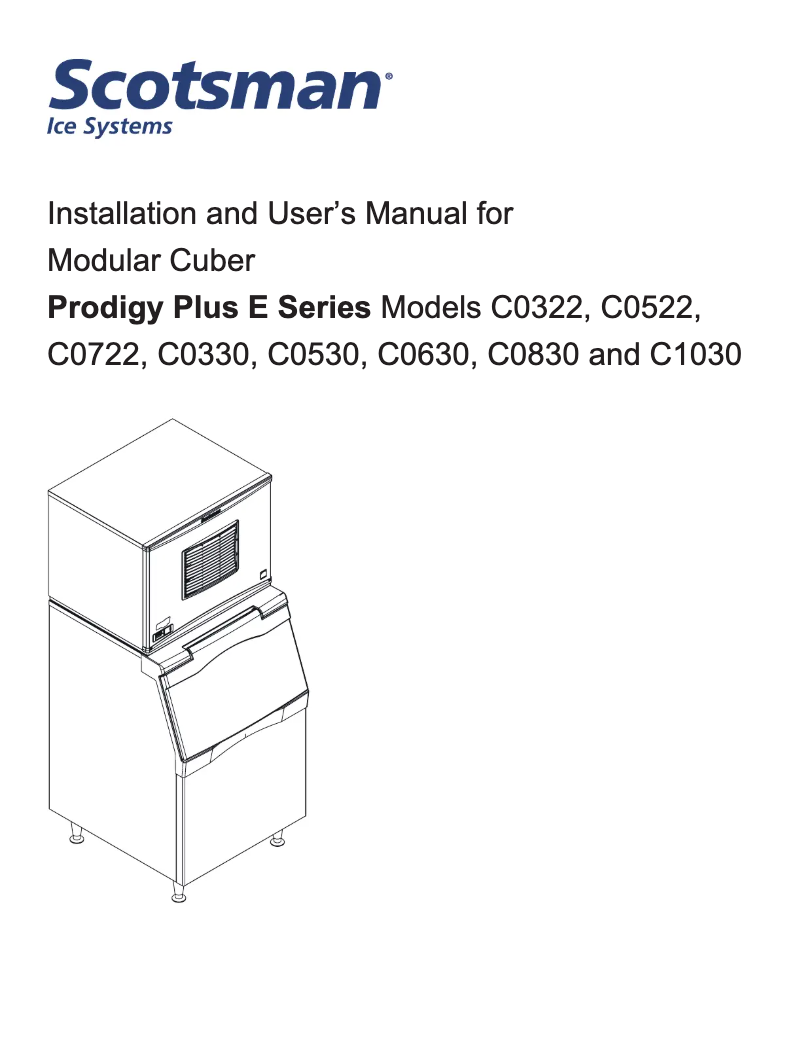 Page 1 of the manual User Manual Scotsman Prodigy Plus C0722