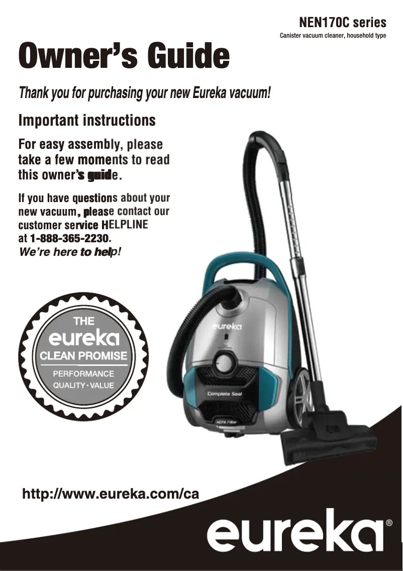 Page 1 de la notice Manuel utilisateur Eureka NEN170