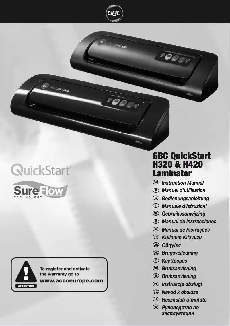 Page n°1 - Manuel utilisateur GBC HeatSeal QuickStart H320