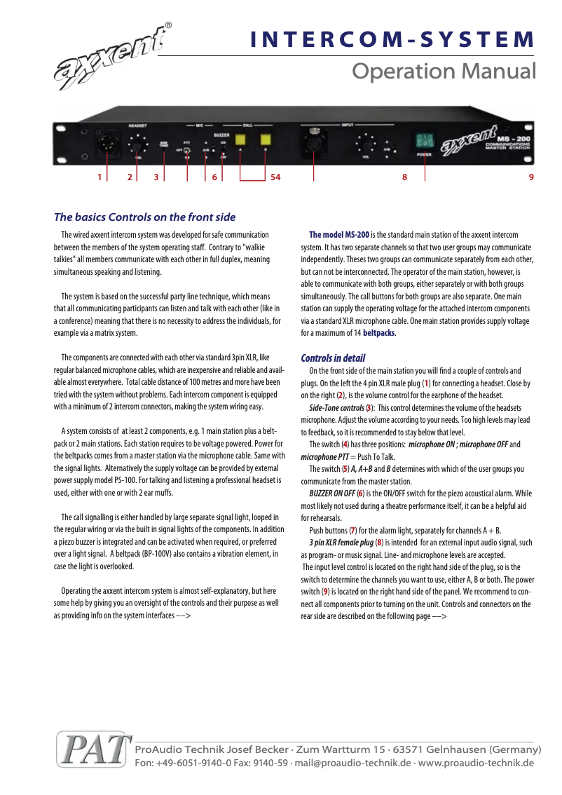 Page 1 de la notice Manuel utilisateur Axxent BP-100