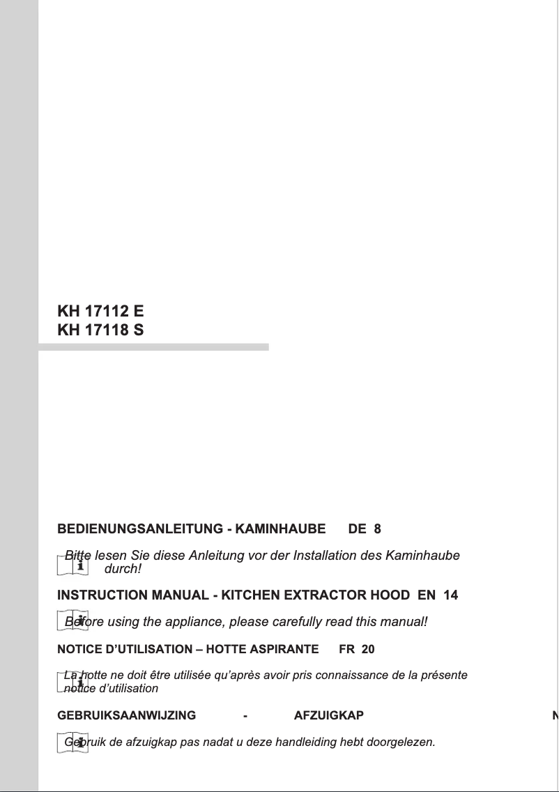 Page n°1 - Manuel utilisateur Amica KH 17118 S