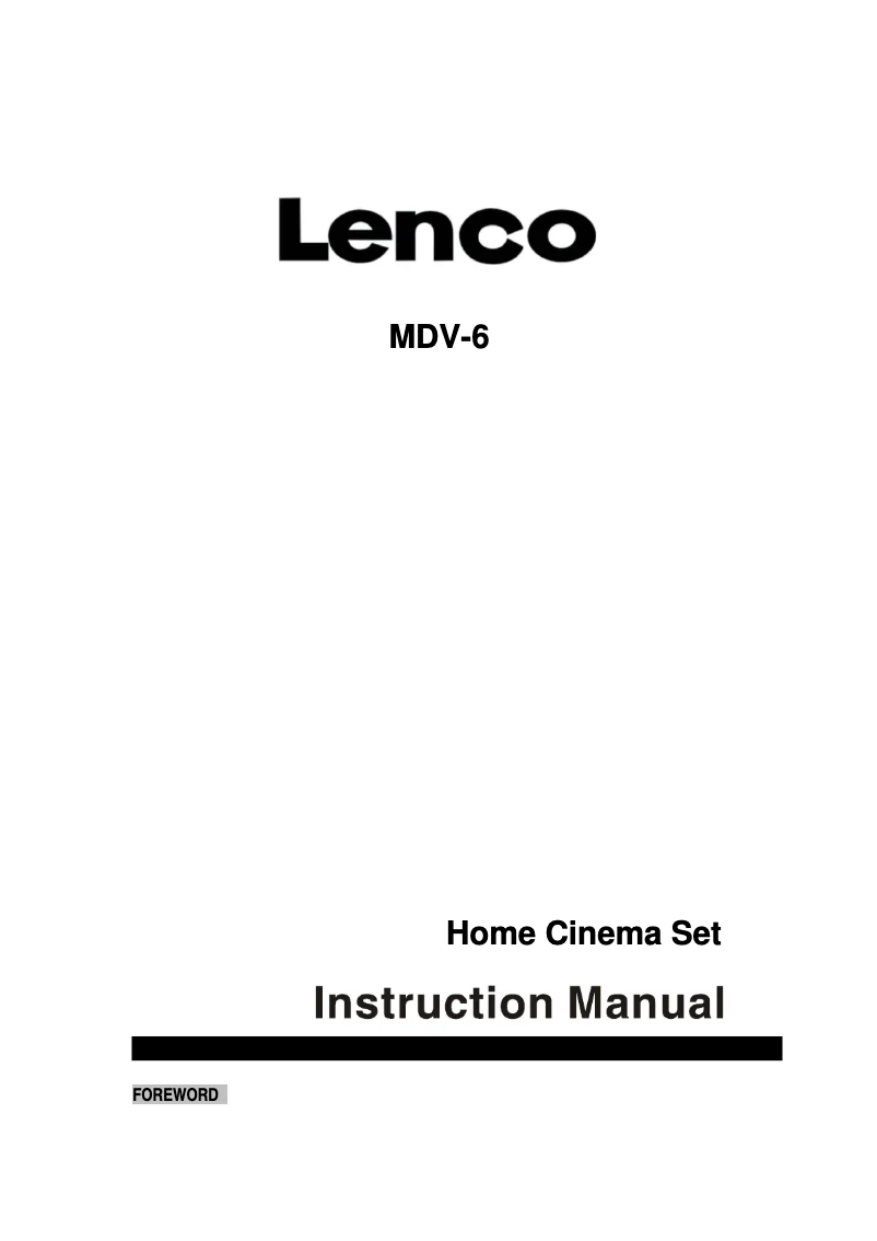 Page n°1 - Manuel utilisateur Lenco MDV-6