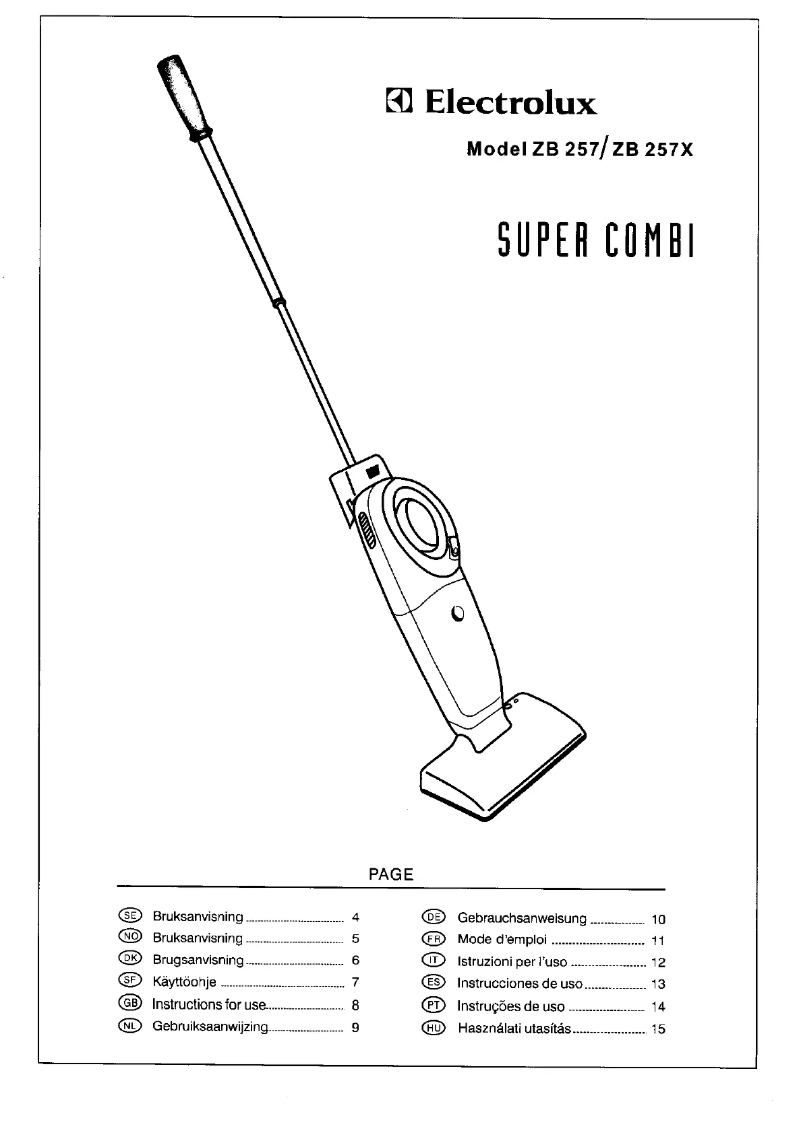 Page 1 de la notice Manuel utilisateur Electrolux Super Combi ZB257X