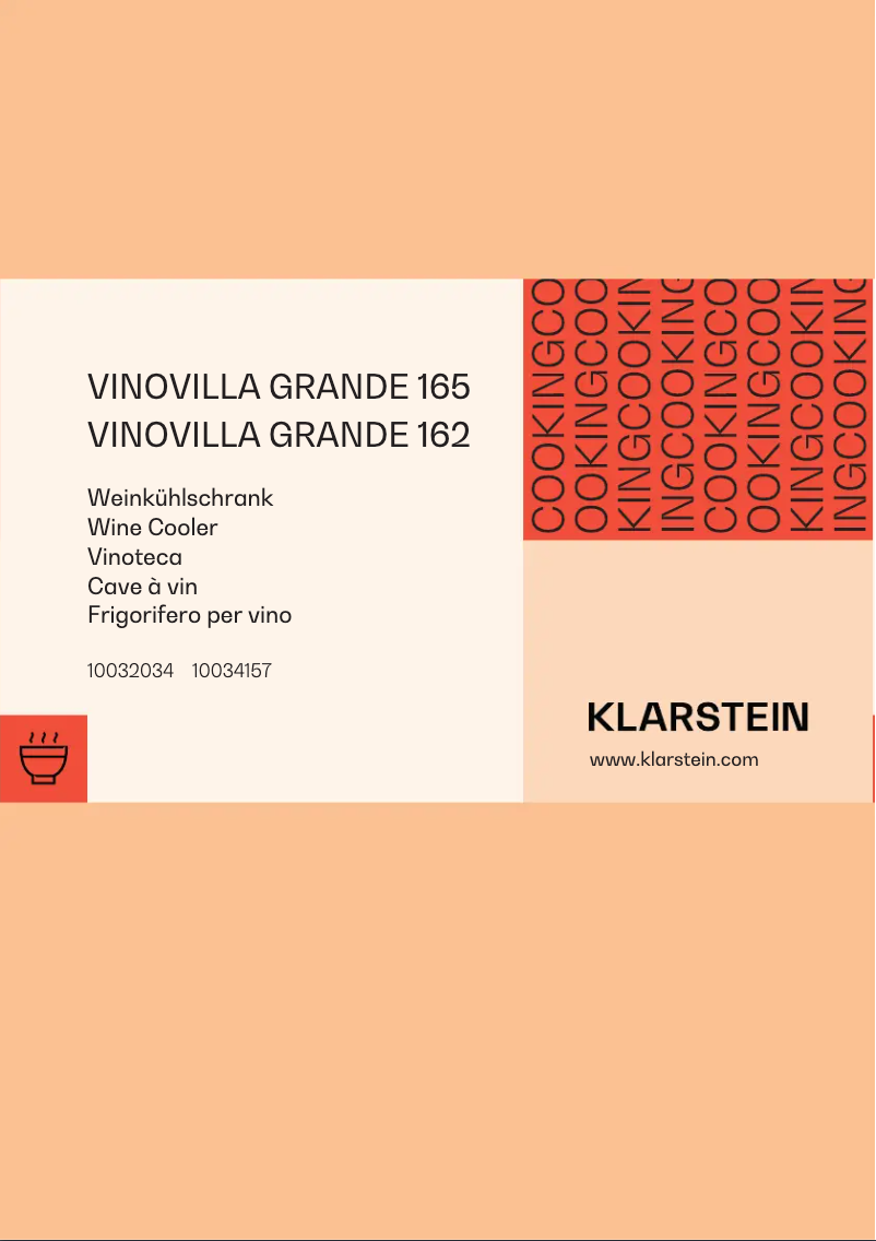 Page 1 de la notice Manuel utilisateur Klarstein Vinovilla Grande 165