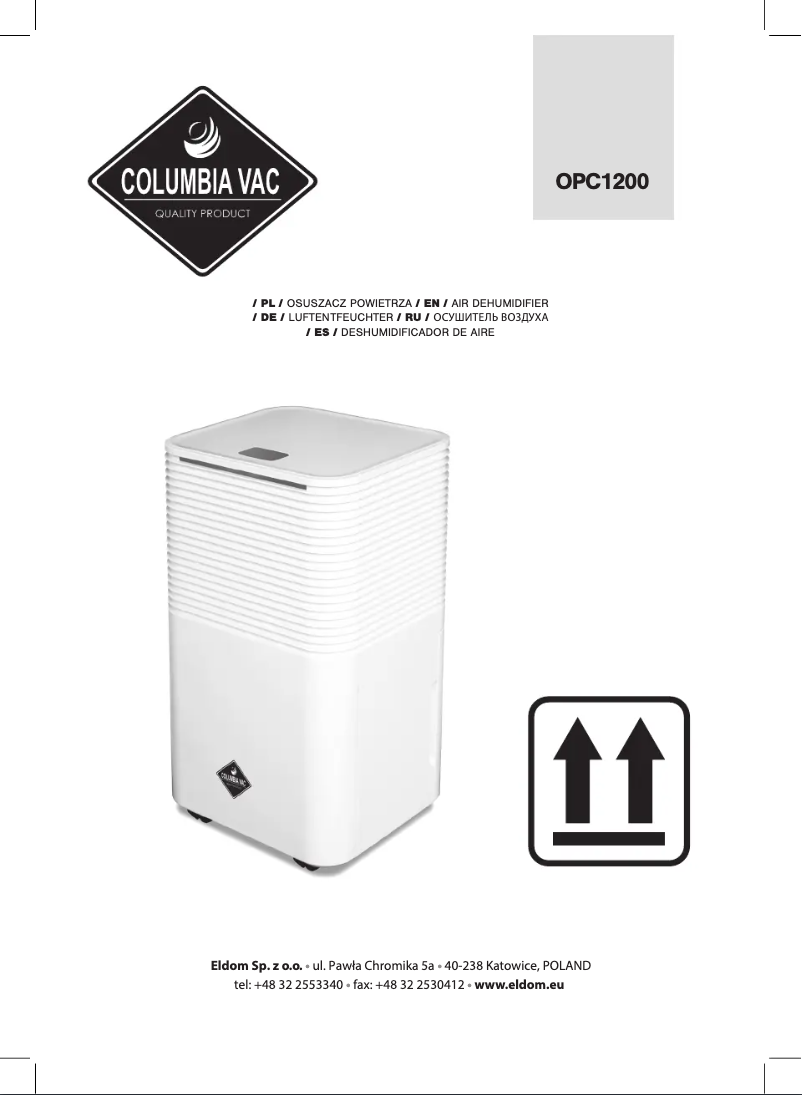 Image de la première page du manuel de l'appareil ColumbiaVac OPC1200