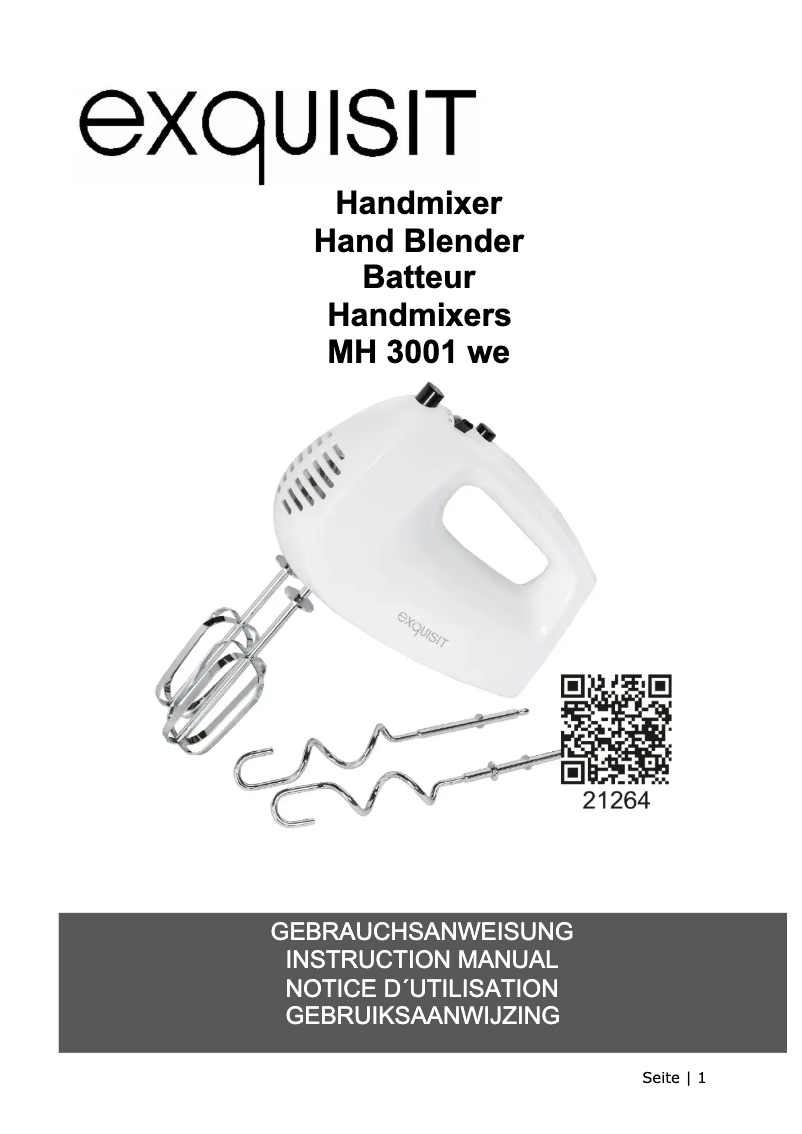 Page 1 de la notice Manuel utilisateur Exquisit MH 3001 we