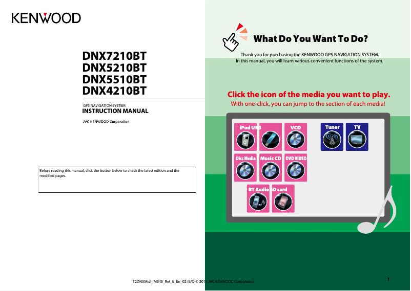 Page n°1 - Manuel utilisateur Kenwood DNX7210BT