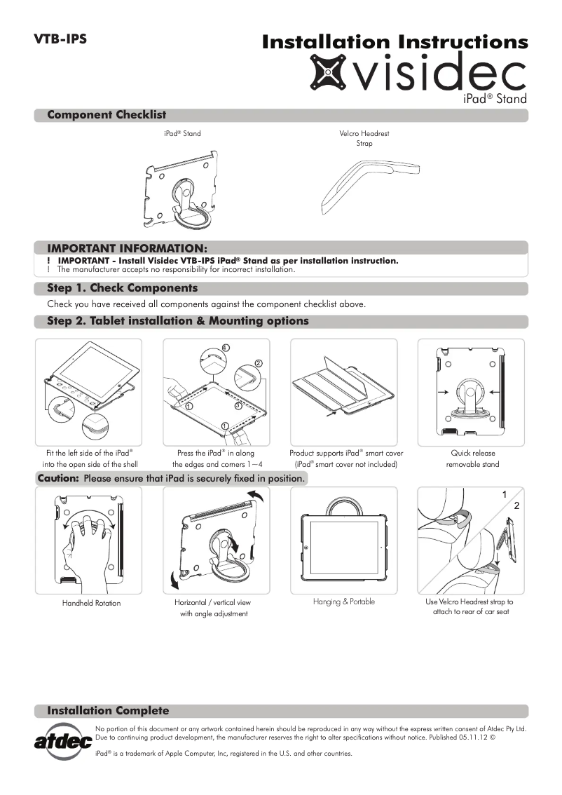 Page n°1 - Manuel utilisateur Atdec VTB-IPS