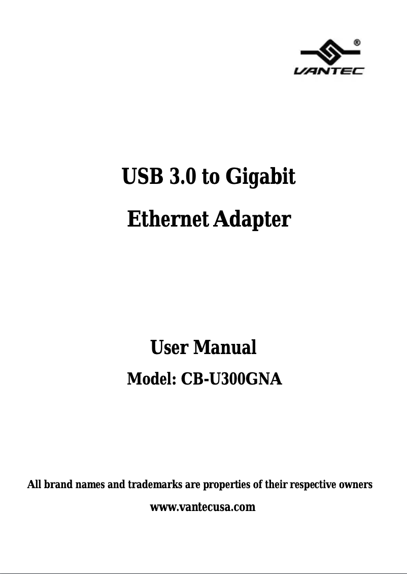 Page 1 de la notice Manuel utilisateur Vantec CB-U300GNA