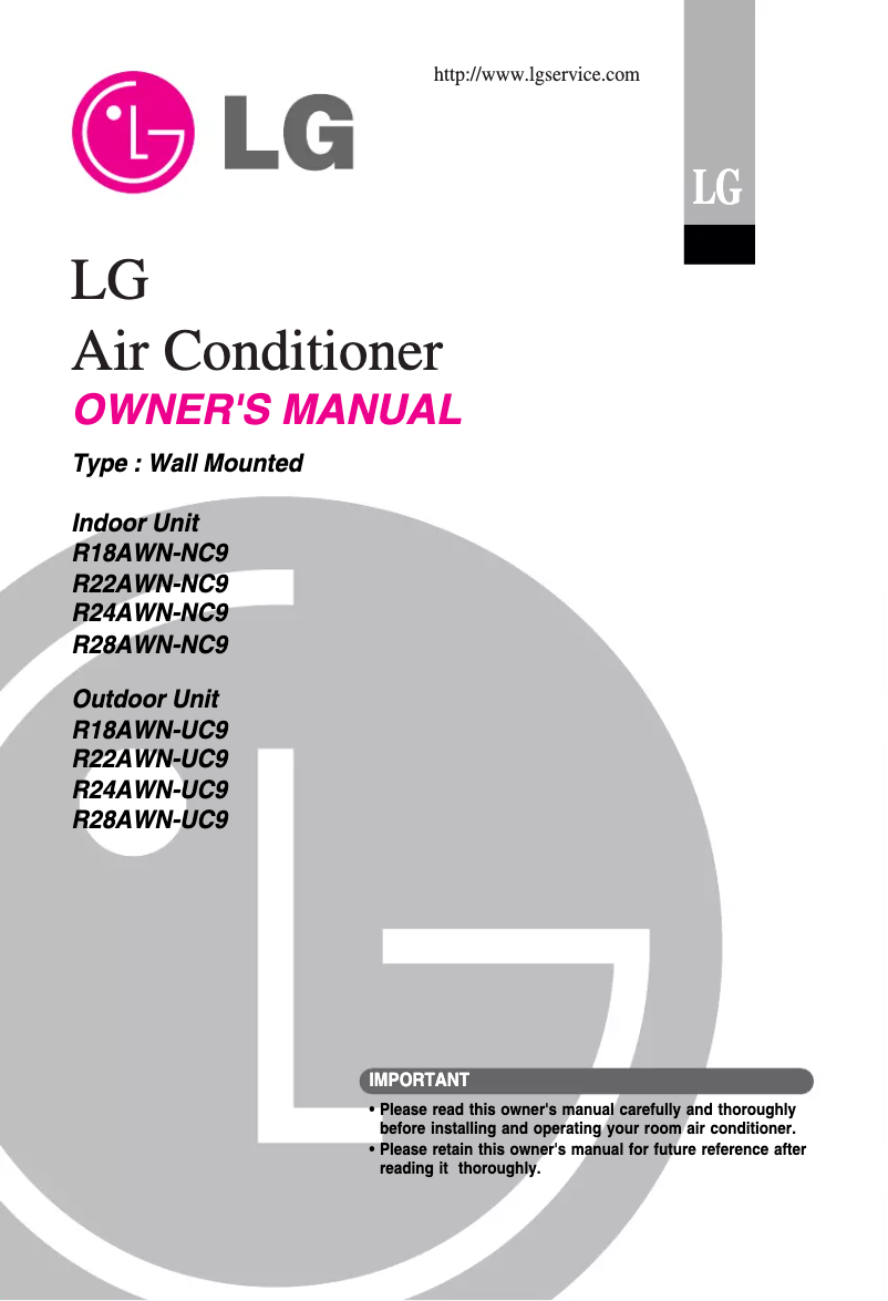Page n°1 - Manuel utilisateur LG R28AWN-UC9