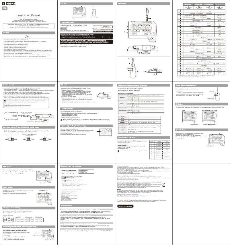 Page n°1 - Manuel utilisateur Hori PS4-124E