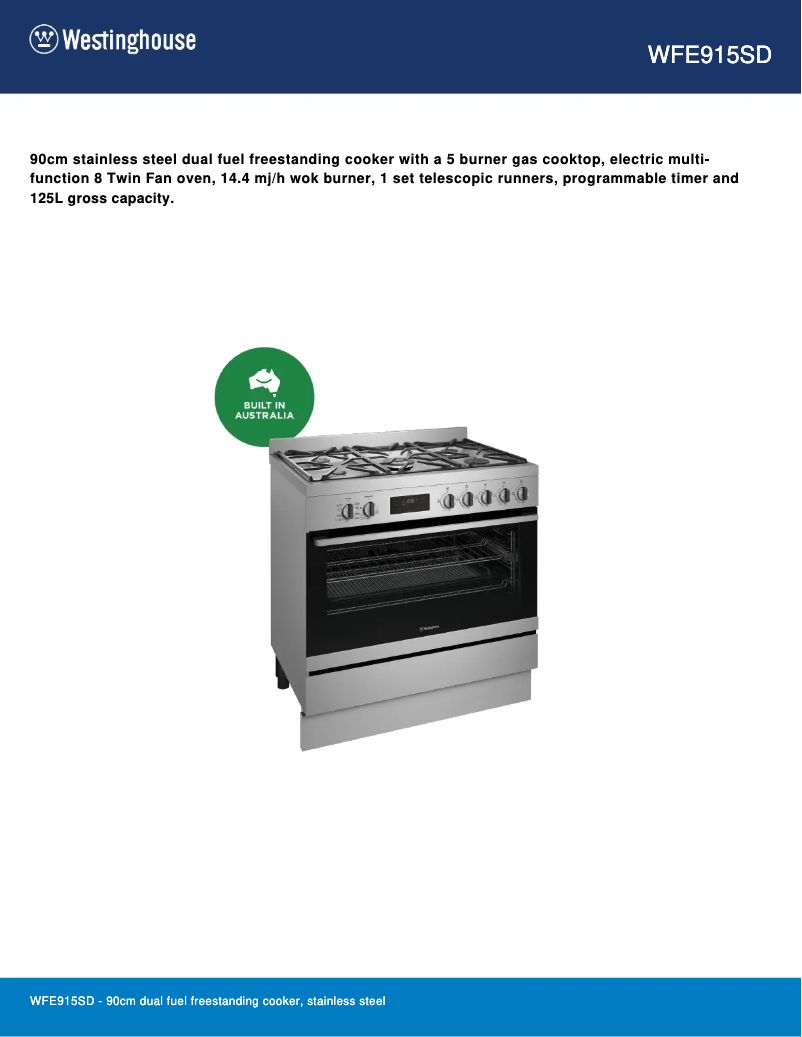 Image de la première page du manuel de l'appareil WFE915SD