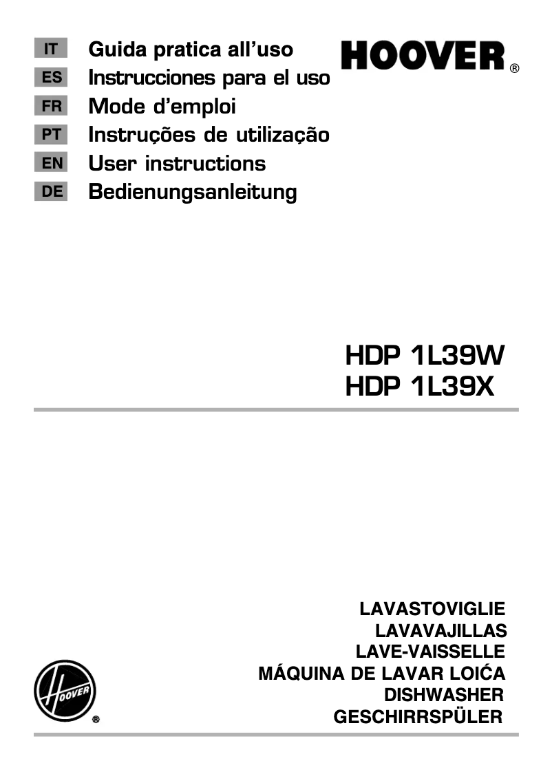 Page n°1 - Manuel utilisateur Hoover HDP 1L39W