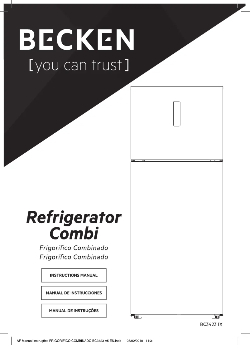 Page 1 de la notice Manuel utilisateur Becken BC3423 IX