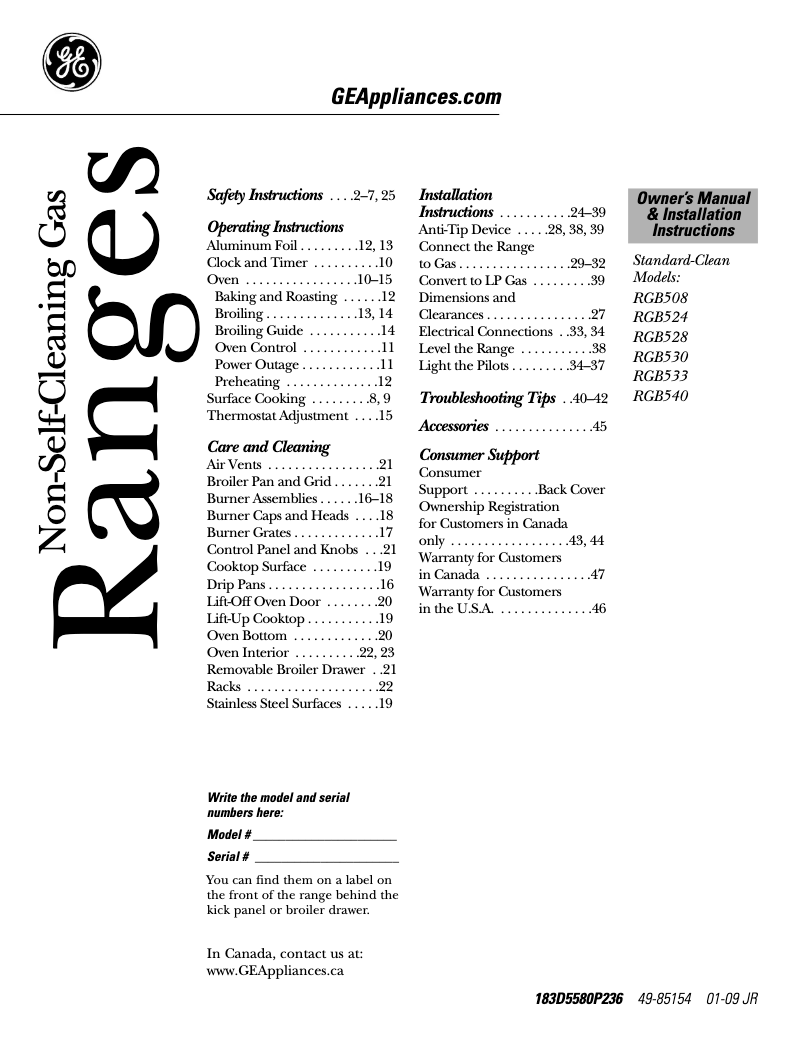 Page 1 de la notice Manuel d'utilisation et d'entretien Hotpoint RGB524PPAAD