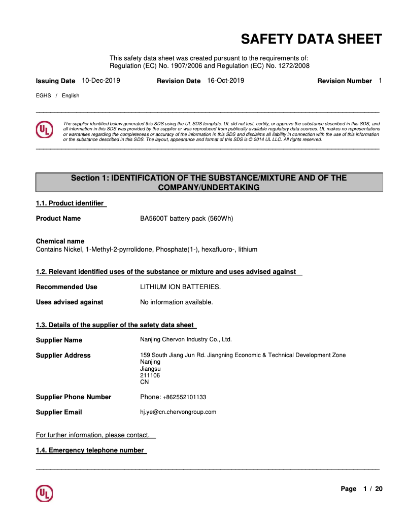 Page n°1 - Instructions de sécurité EGO BA5600T