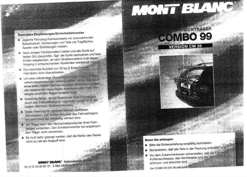 Page 1 de la notice Manuel utilisateur Mont Blanc Combo 99