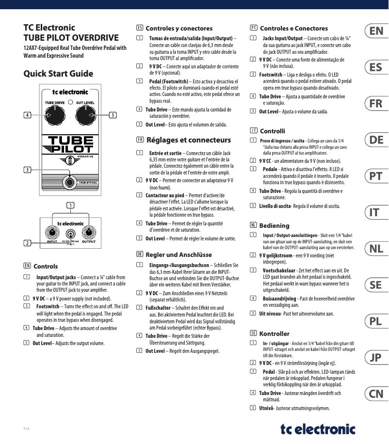 Page n°1 - Manuel utilisateur TC Electronic Tube Pilot Overdrive