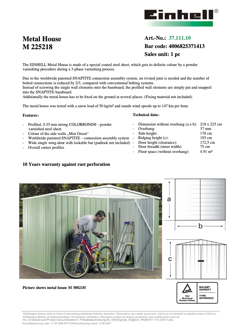 Imagen de la primera página del manual del dispositivo M 225218