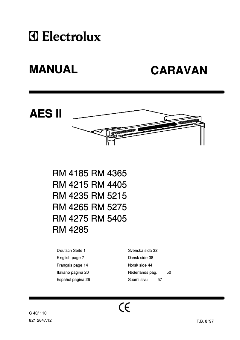 Page 1 de la notice Manuel utilisateur Electrolux RM 4285