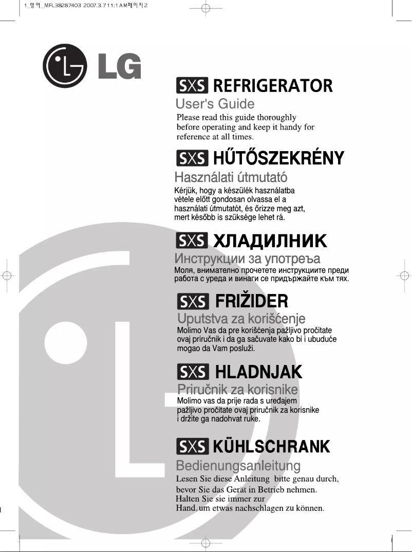 Page n°1 - Manuel utilisateur LG GWL227YBQA