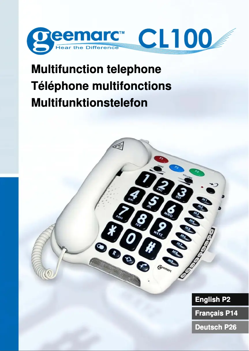 Page 1 of the manual User Manual Geemarc CL100