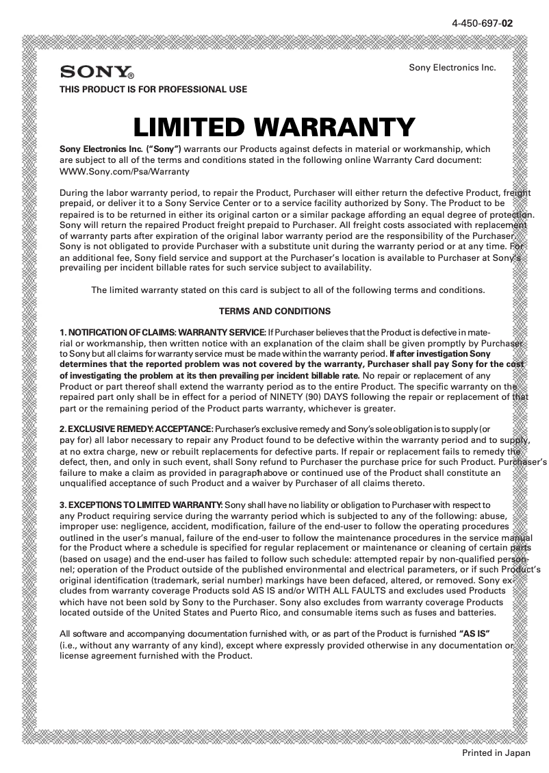 Page n°1 - Mode d'emploi Sony DPT-CP1