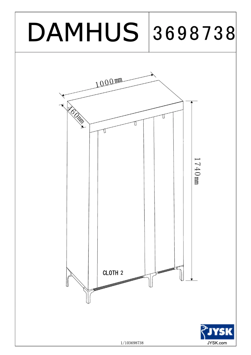 Página 1 del manual Manual de usuario JYSK Damhus (100x174x46)