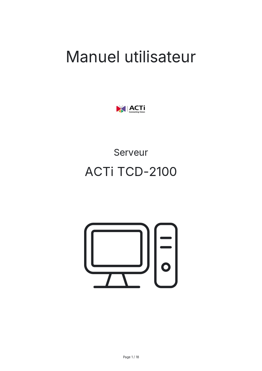 Image de la première page du manuel de l'appareil TCD-2100