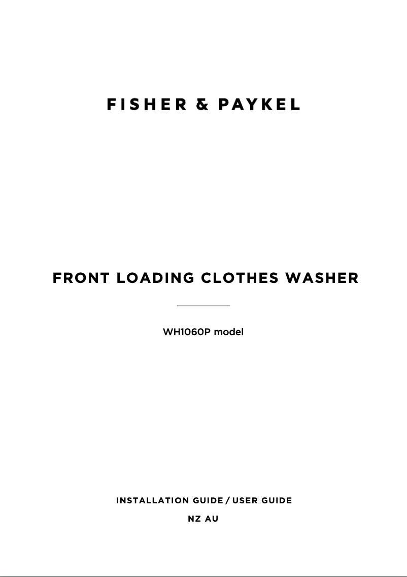 Page 1 de la notice Manuel utilisateur Fisher & Paykel WH1060P1