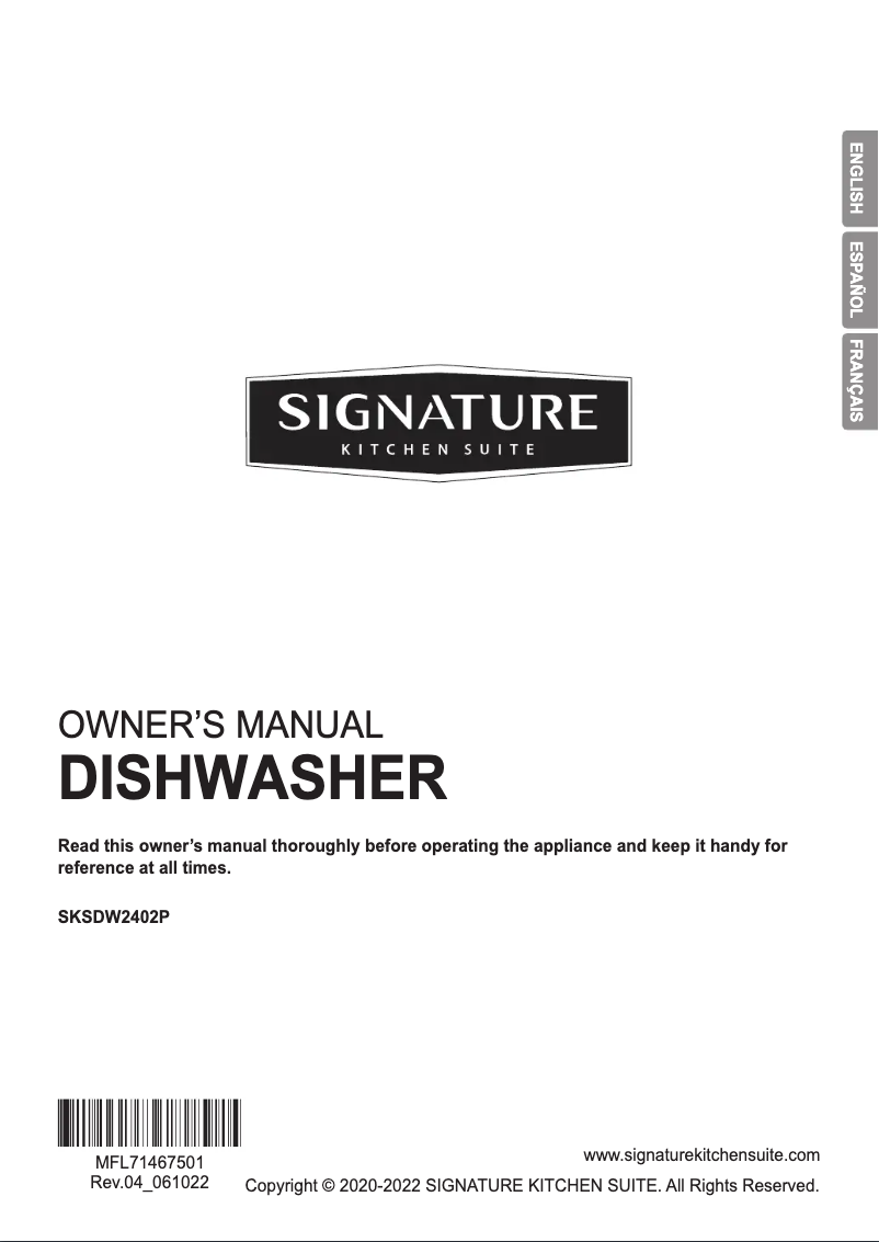 Page n°1 - Manuel utilisateur Signature SKSDW2402P