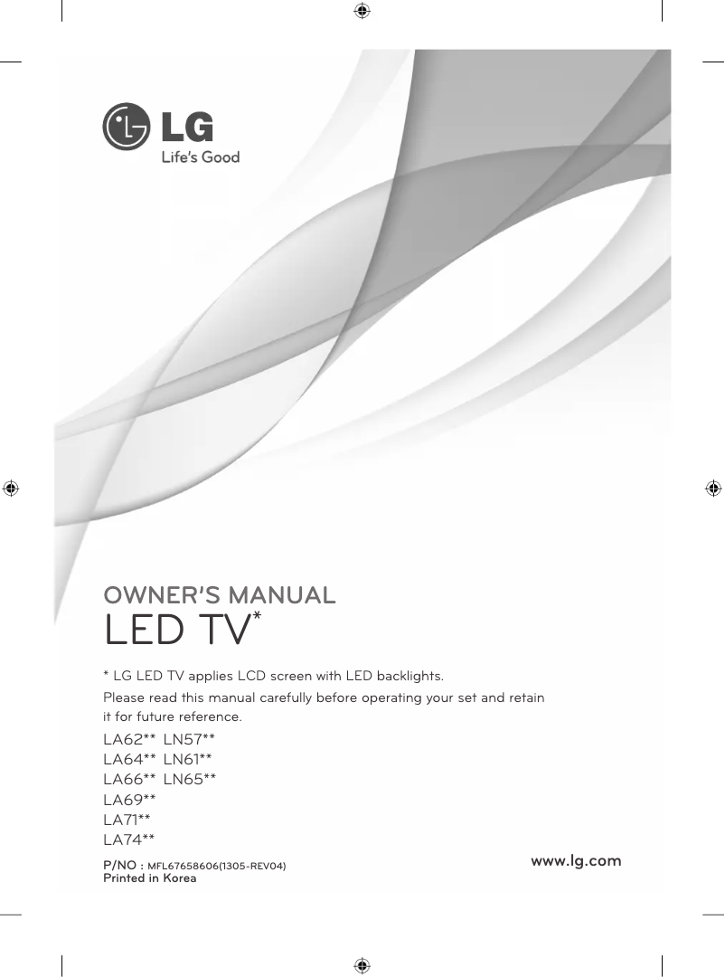 Page n°1 - Manuel utilisateur LG 50LA644V