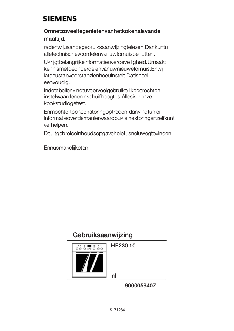 Page 1 de la notice Manuel utilisateur Siemens HE230210S