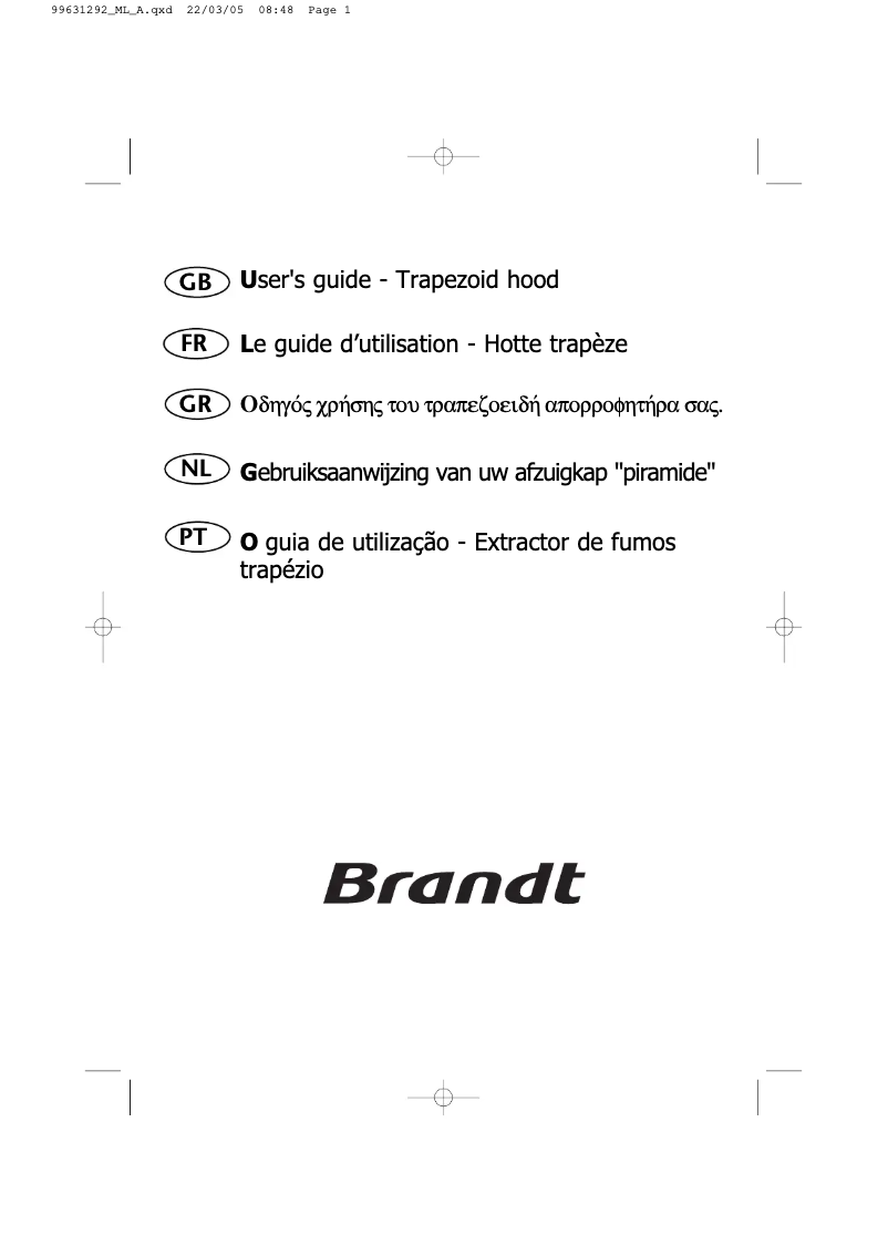 Page 1 de la notice Manuel utilisateur Brandt AD1036X