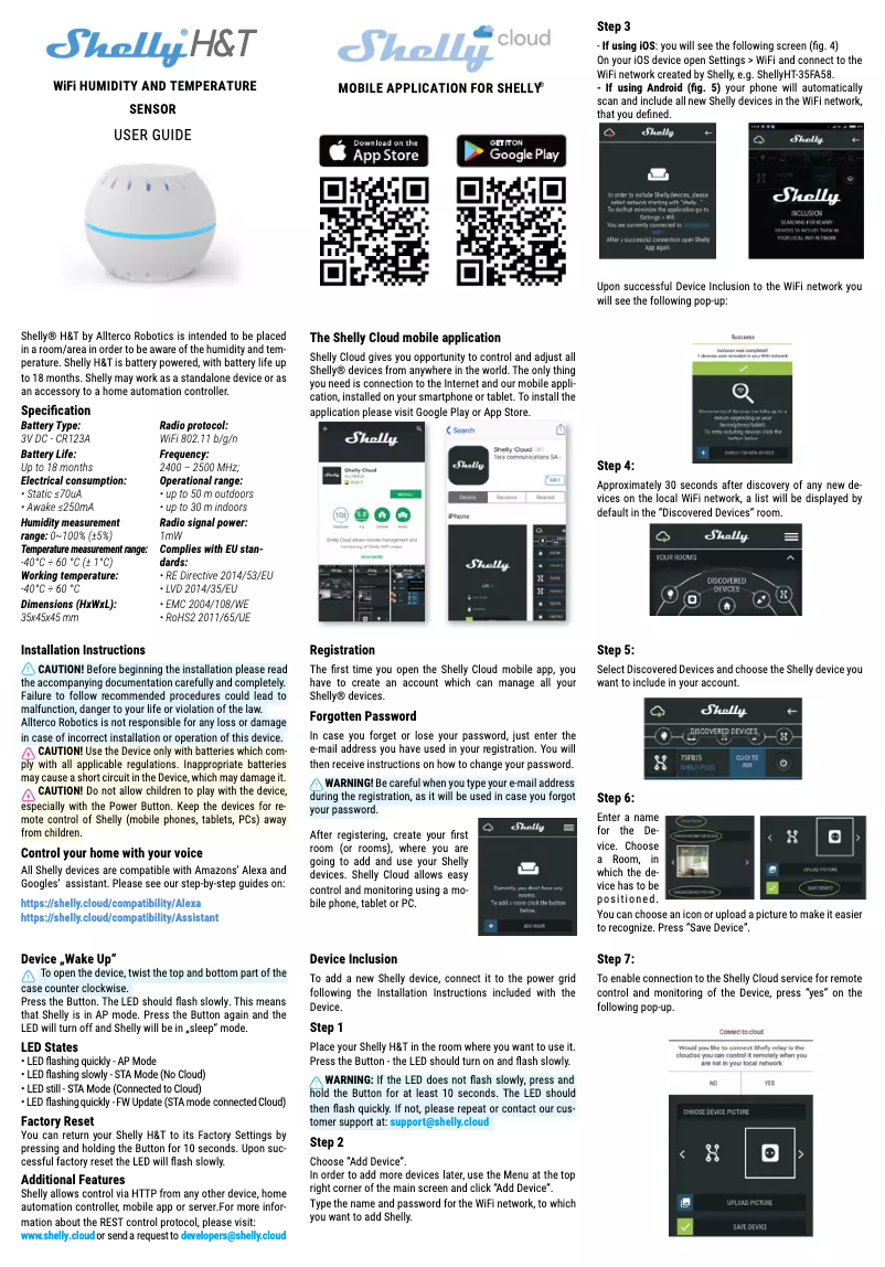 Page n°1 - Manuel utilisateur Shelly H&T
