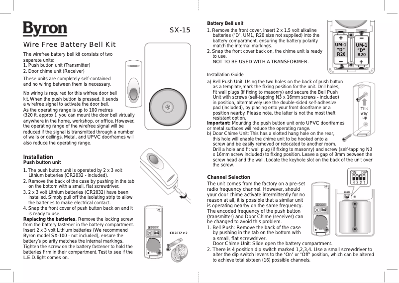 Page 1 de la notice Manuel utilisateur Byron SX-15