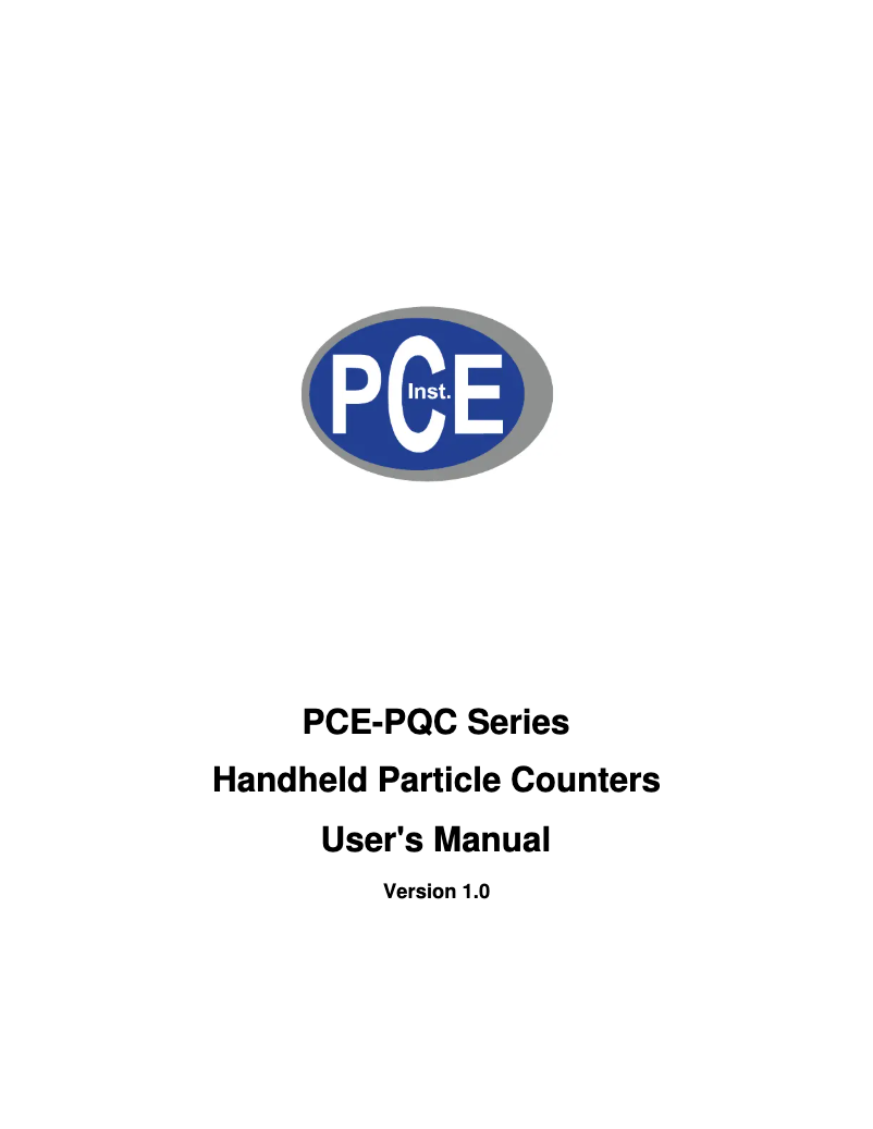 Page n°1 - Manuel utilisateur PCE Instruments PCE-PQC 10