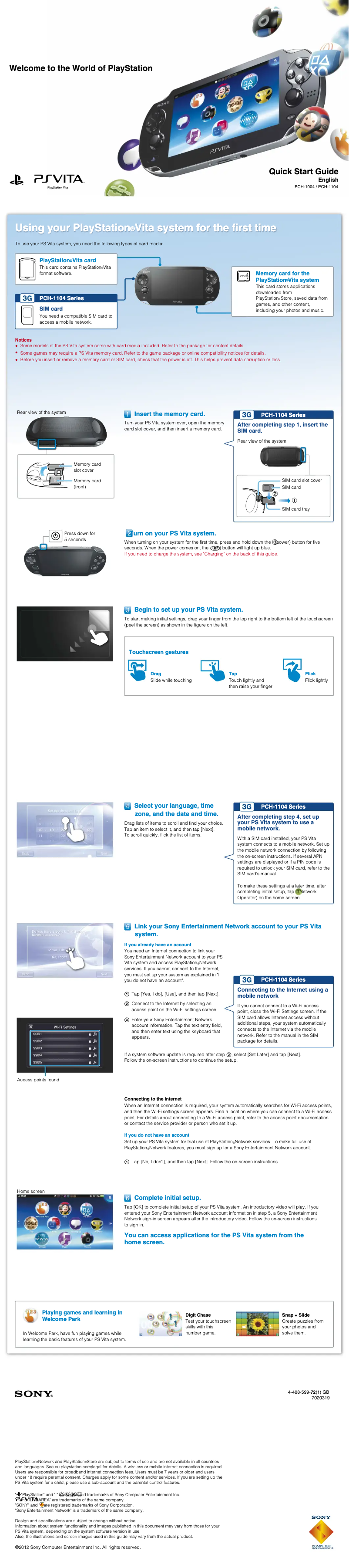 Page 1 de la notice Guide de démarrage rapide Sony PlayStation Vita