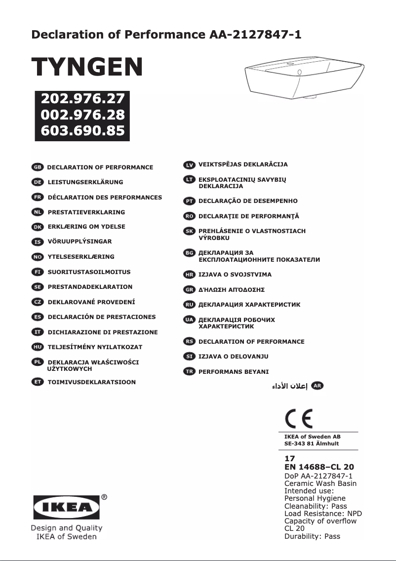 Image de la première page du manuel de l'appareil TYNGEN