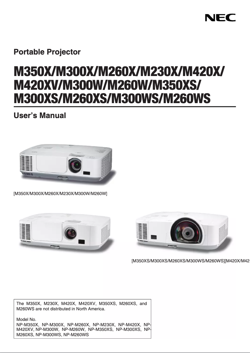 Page 1 de la notice Manuel utilisateur NEC M300X