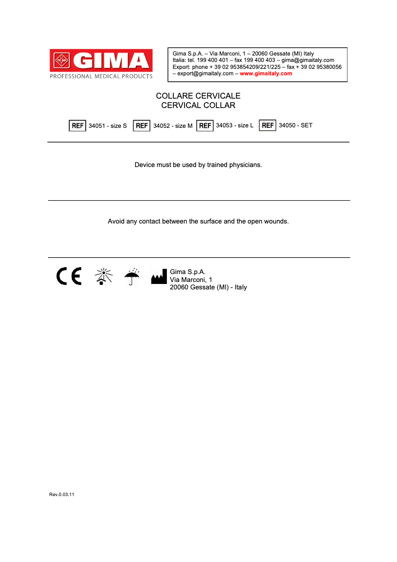 Page n°1 - Manuel utilisateur GIMA 34052