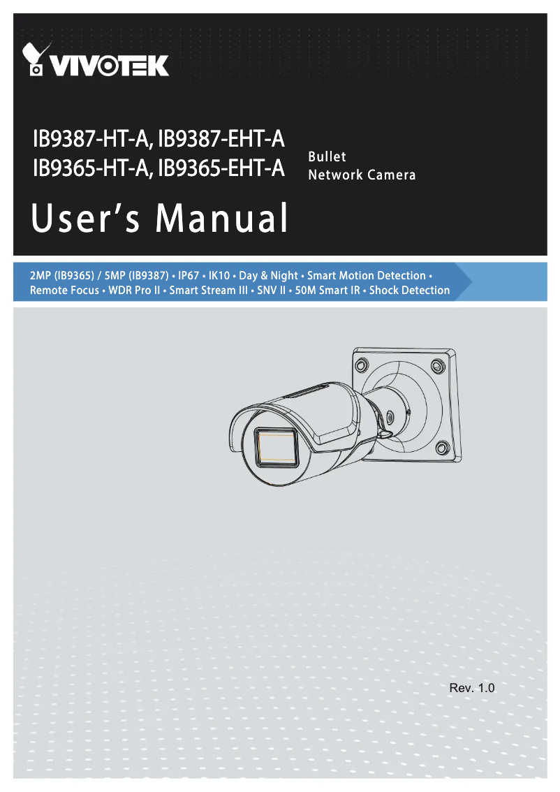 Page n°1 - Manuel utilisateur Vivotek IB9365-HT