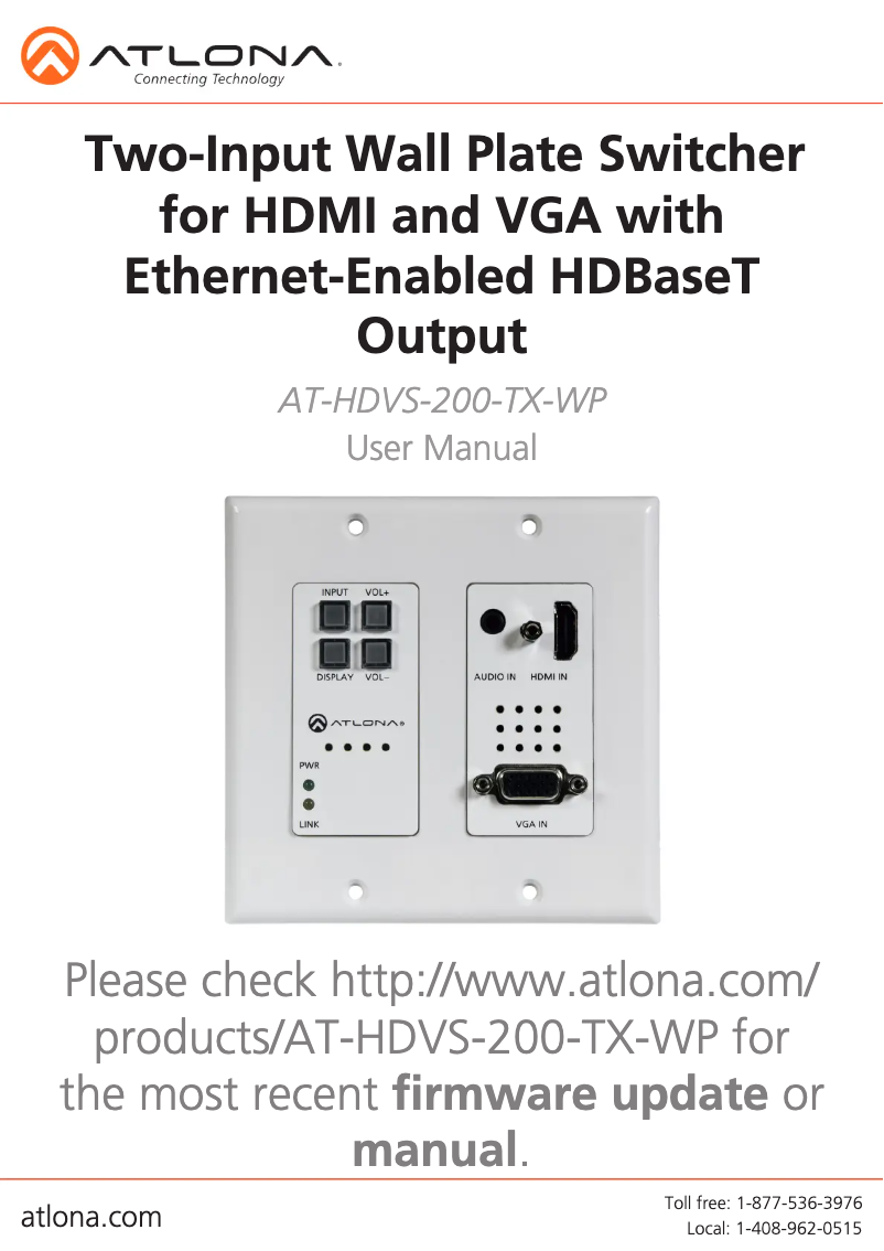 Page 1 de la notice Manuel utilisateur Atlona UHD-EX-100CE-RX-PSE